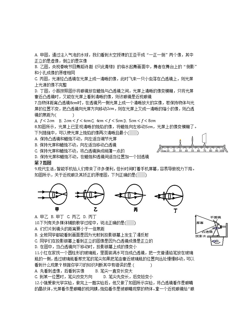 人教版物理八年级上册第五章 透镜及其应用单元测试题02