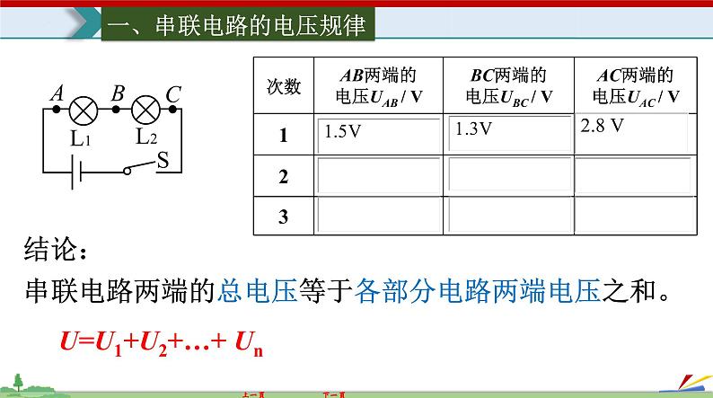 16.2串、并联电路中电压的规律-2022-2023学年九年级物理全一册同步高效助教课件（人教版）04