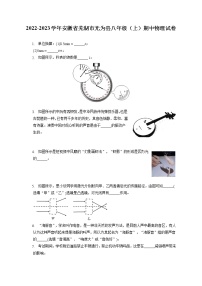 2022-2023学年安徽省芜湖市无为县八年级（上）期中物理试卷(含答案解析)