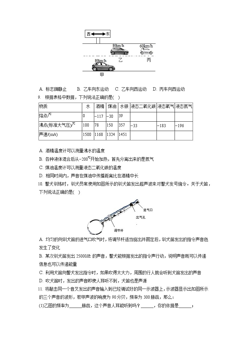 2022-2023学年广东省广州市越秀区铁一中学教育集团八年级（上）期中物理试卷(含答案解析)03