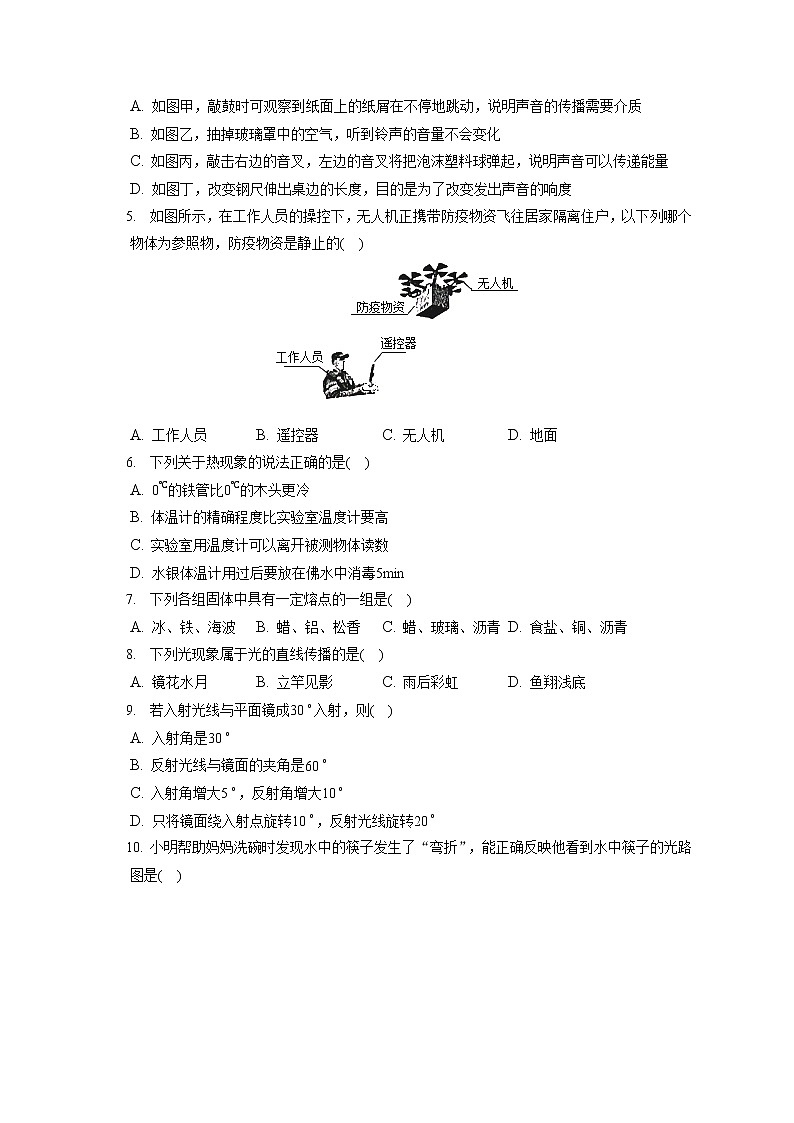 2022-2023学年湖南省长沙市开福区青竹湖湘一外国语学校八年级（上）期中物理试卷(含答案解析)第2页