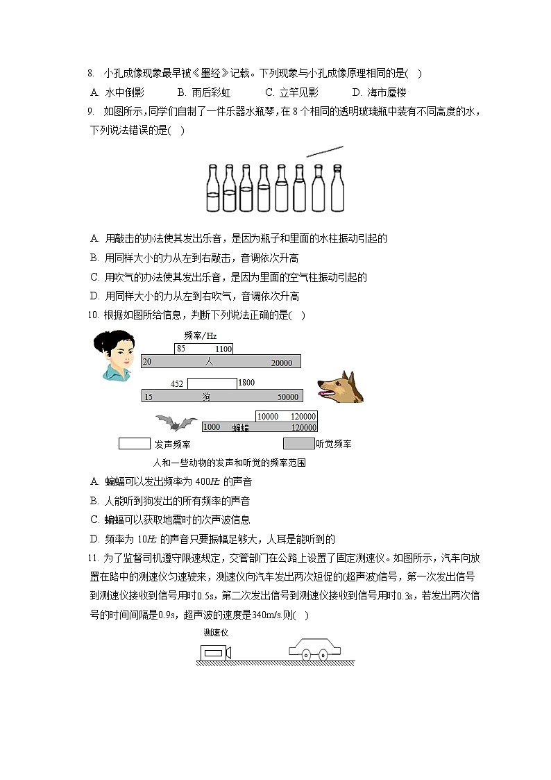 2022-2023学年四川省泸州市龙马潭区八年级（上）期中物理试卷(含答案解析)02