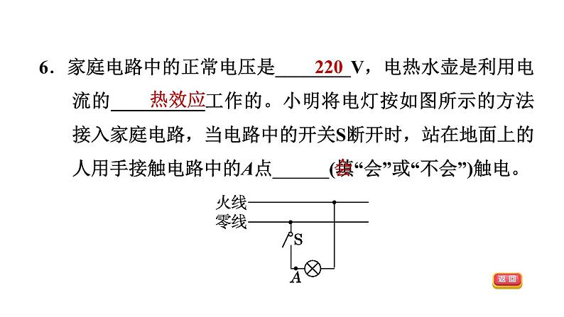 中考物理复习第28课时家庭电路课后练课件第8页