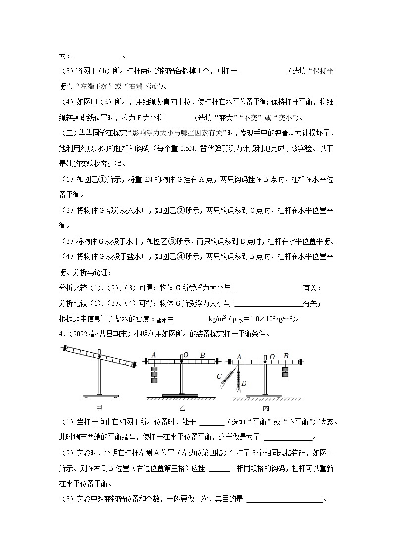 【期末复习】2022-2023学年初三物理上册综合训练（实验题）第3页