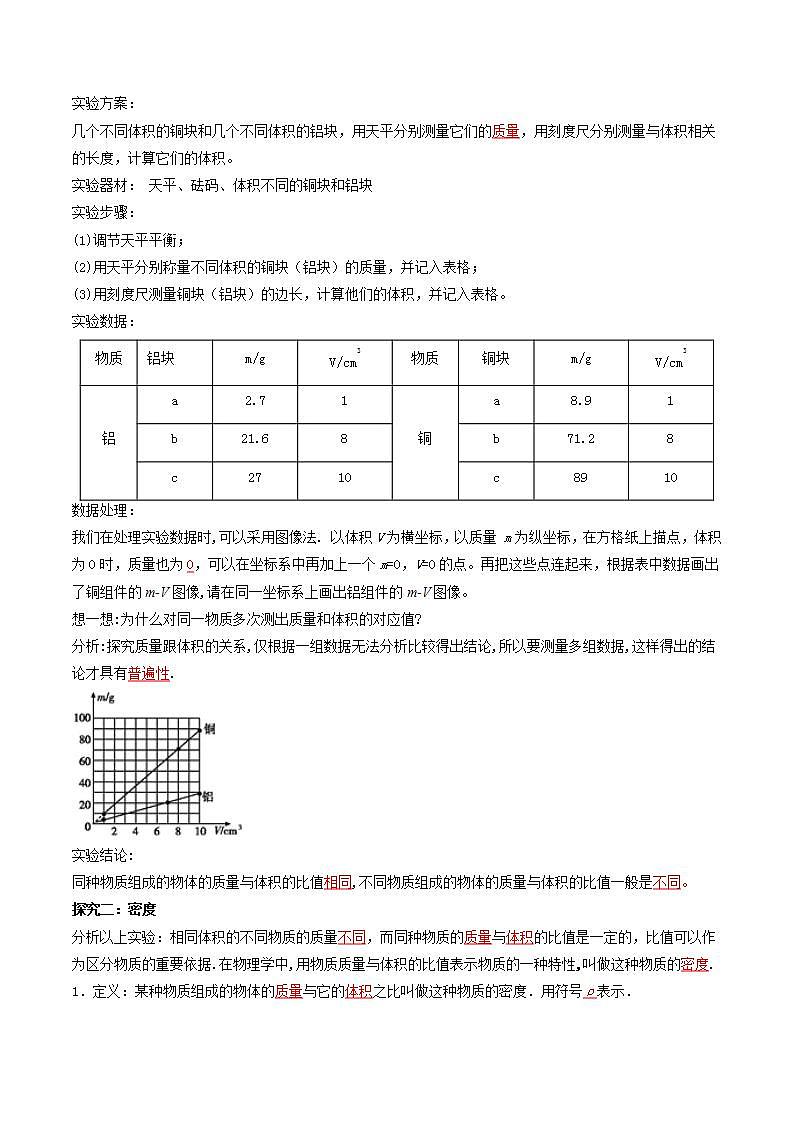 6.2密度（导学案）（解析版）八年级物理下册 同步精品课堂（人教版）第2页