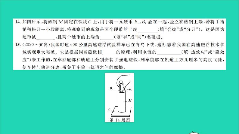 2022九年级物理全册第十四章磁现象综合检测习题课件新版北师大版07