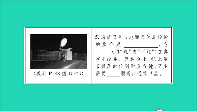 2022九年级物理全册第十五章怎样传递信息__通信技术简介教材图片导练与习题改练二怎样传递信息__通信技术简介习题课件新版北师大版06