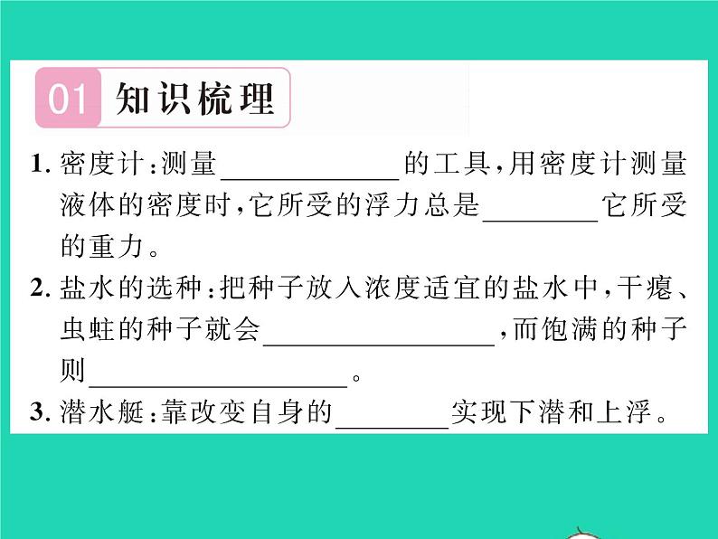 2022八年级物理全册第九章浮力第三节物体的浮与沉第2课时浮沉条件的应用习题课件新版沪科版02