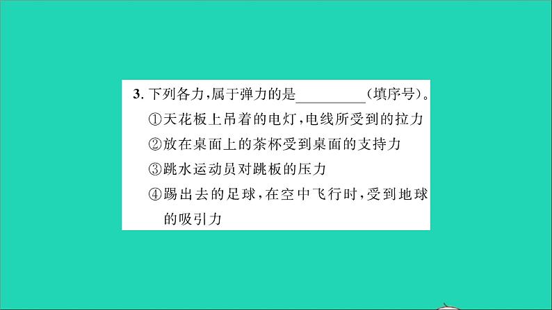 2022八年级物理全册第六章熟悉而陌生的力第三节弹力与弹簧测力计习题课件新版沪科版第4页