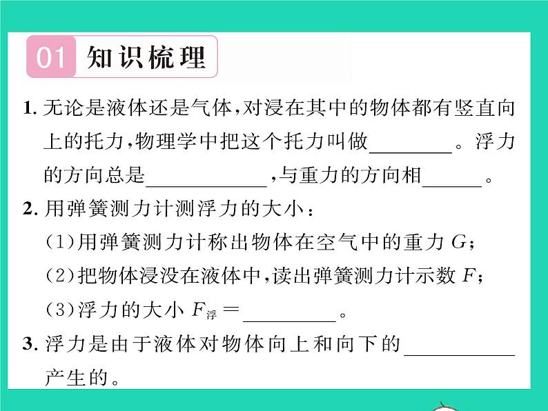 2022八年级物理全册第九章浮力第一节认识浮力习题课件新版沪科版第2页