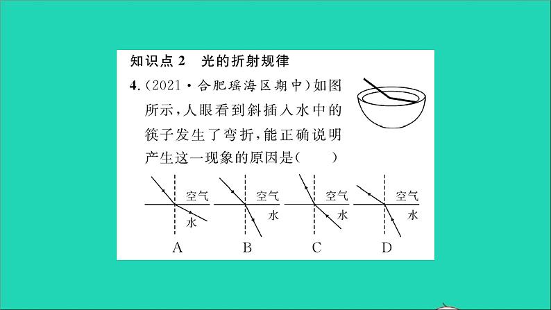 2022八年级物理全册第四章多彩的光第三节光的折射习题课件新版沪科版第5页