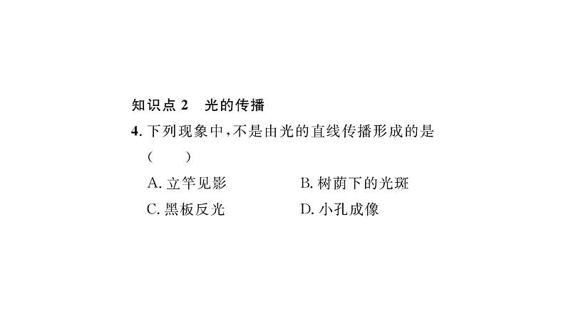 2022八年级物理全册第四章多彩的光第一节光的反射第1课时光的传播习题课件新版沪科版06