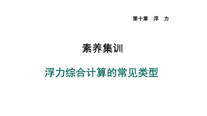 人教版物理八年级下册素养浮力综合计算的常见类型课件第1页