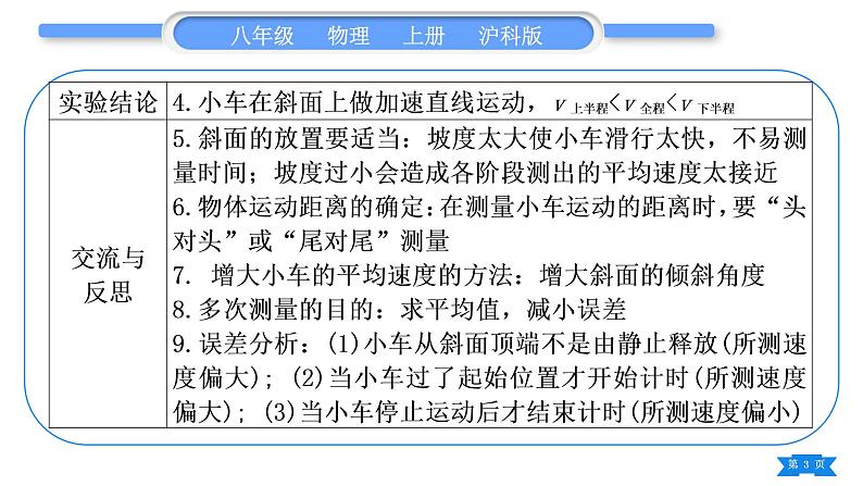 沪科版八年级物理上第二章运动的世界实验专题习题课件第3页