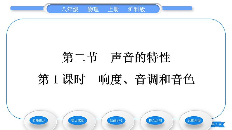 沪科版八年级物理上第三章声的世界第二节声音的特性第1课时响度、音调和音色习题课件01