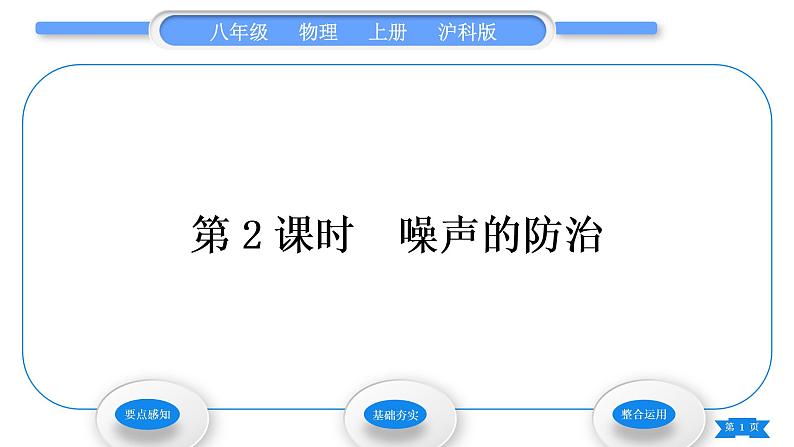 沪科版八年级物理上第三章声的世界第二节声音的特性第2课时噪声的防治习题课件01