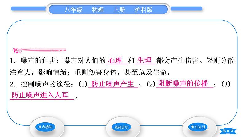 沪科版八年级物理上第三章声的世界第二节声音的特性第2课时噪声的防治习题课件02