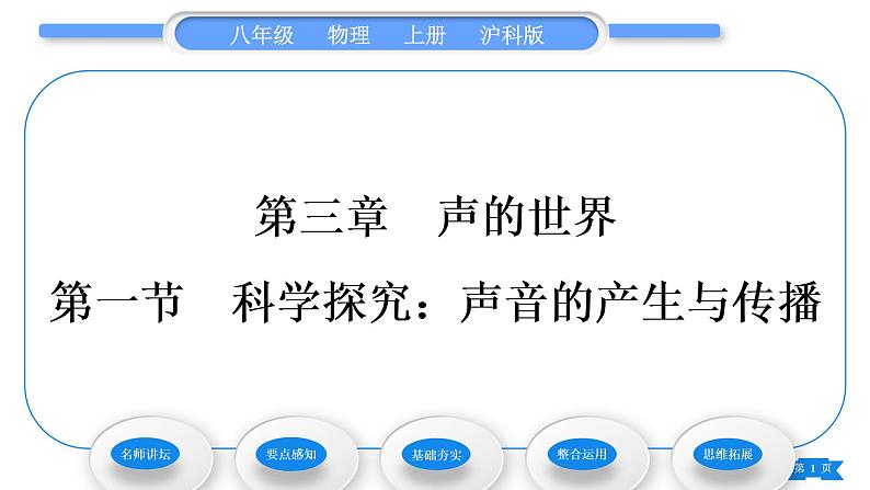 沪科版八年级物理上第三章声的世界第一节科学探究：声音的产生与传播习题课件第1页