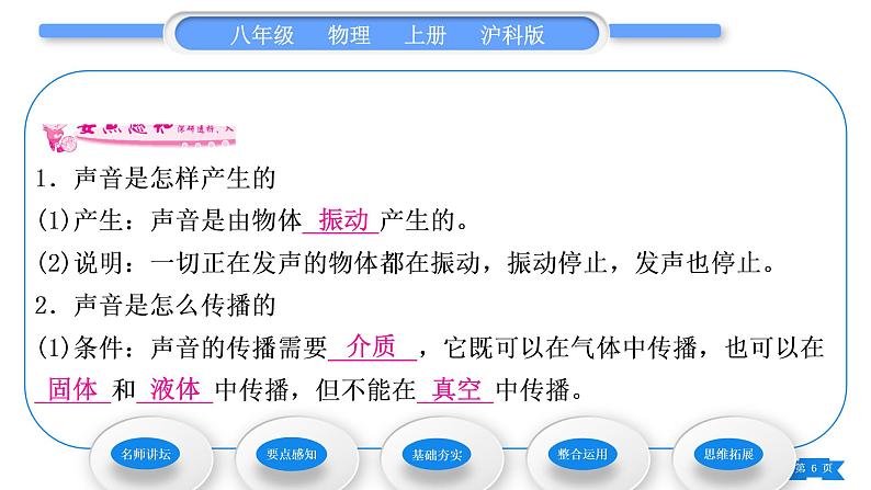 沪科版八年级物理上第三章声的世界第一节科学探究：声音的产生与传播习题课件第6页