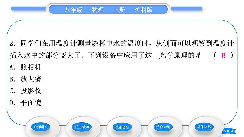 沪科版八年级物理上第四章多彩的光第六节神奇的眼睛第2课时透镜的应用习题课件第8页