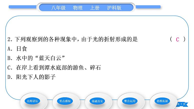 沪科版八年级物理上第四章多彩的光第三节光的折射习题课件07