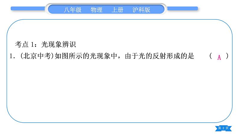 沪科版八年级物理上第四章多彩的光复习与提升习题课件第2页