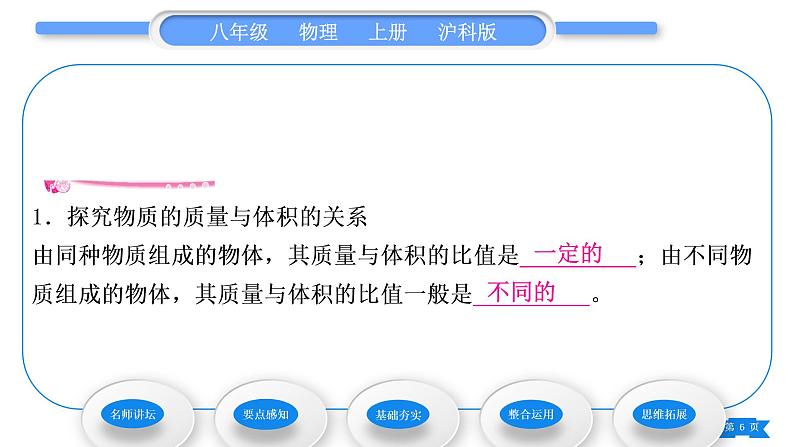 沪科版八年级物理上第五章质量与密度第三节科学探究：物质的密度第1课时密度习题课件第6页