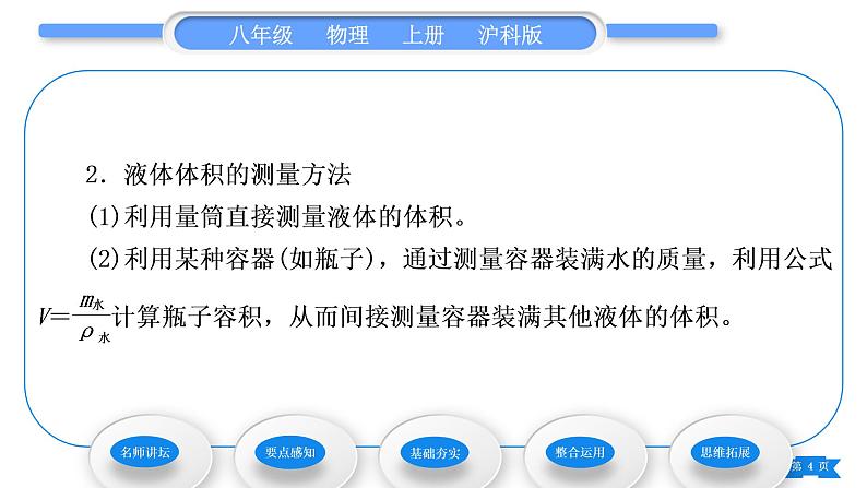 沪科版八年级物理上第五章质量与密度第三节科学探究：物质的密度第2课时测量物质的密度习题课件第4页