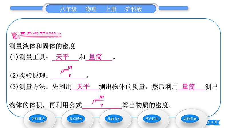 沪科版八年级物理上第五章质量与密度第三节科学探究：物质的密度第2课时测量物质的密度习题课件第6页