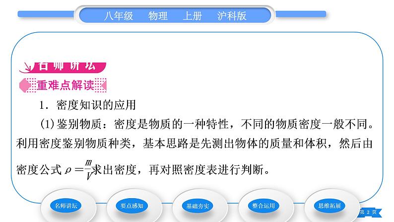 沪科版八年级物理上第五章质量与密度第四节密度知识的应用习题课件第2页