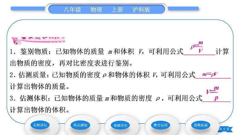 沪科版八年级物理上第五章质量与密度第四节密度知识的应用习题课件第6页