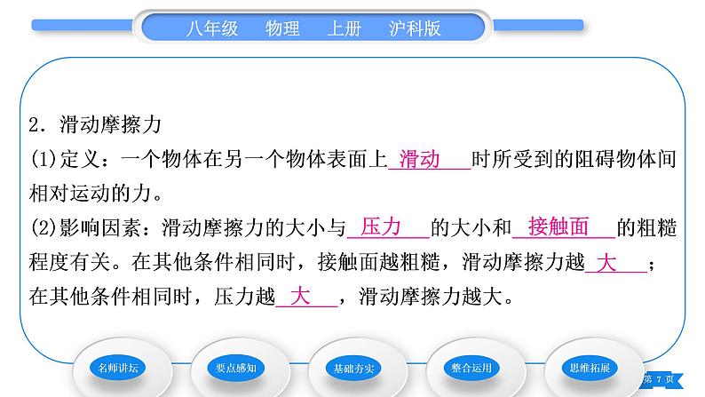 沪科版八年级物理上第六章熟悉而陌生的力第五节科学探究：摩擦力第1课时摩擦力及其影响因素习题课件第7页