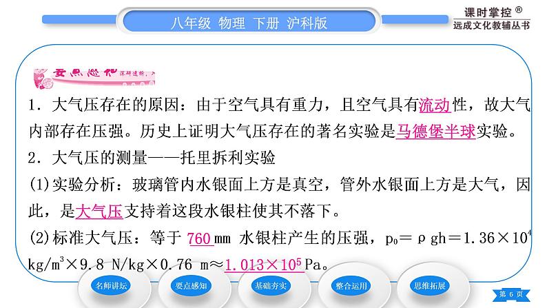 沪科版八年级物理下第八章压强第三节空气的“力量”习题课件第6页