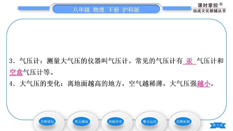 沪科版八年级物理下第八章压强第三节空气的“力量”习题课件第7页