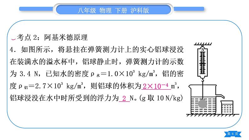 沪科版八年级物理下第九章浮力复习与提升习题课件06