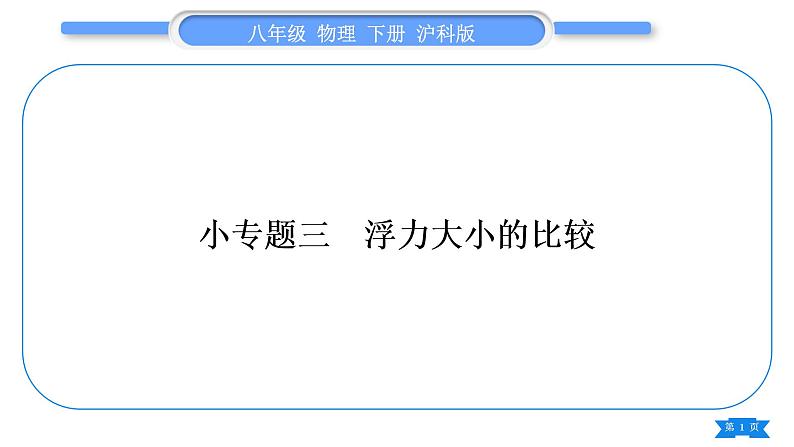 沪科版八年级物理下第九章浮力专题三浮力大小的比较习题课件01