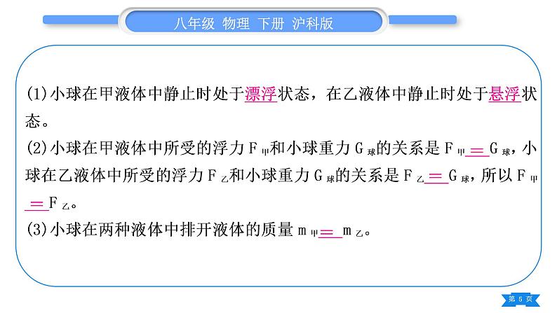 沪科版八年级物理下第九章浮力专题三浮力大小的比较习题课件05