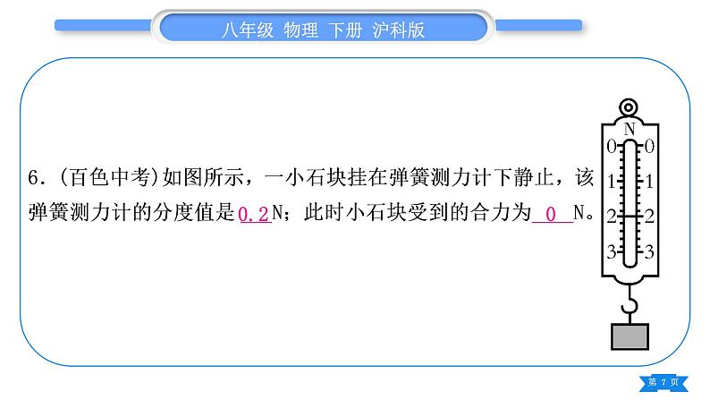 沪科版八年级物理下第七章力与运动复习与提升习题课件07