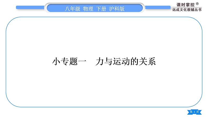 沪科版八年级物理下第七章力与运动专题一力与运动的关系习题课件第1页