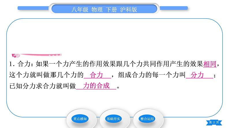 沪科版八年级物理下第七章力与运动第二节力的合成习题课件02