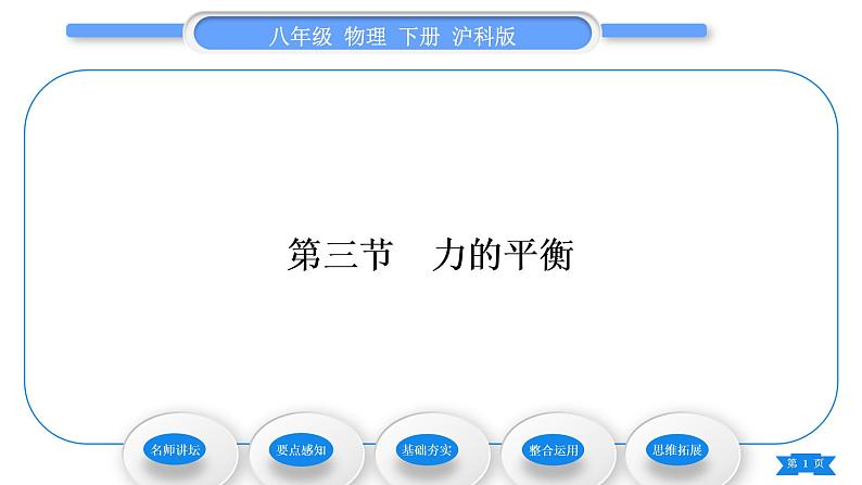 沪科版八年级物理下第七章力与运动第三节力的平衡习题课件01