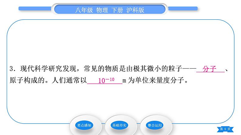 沪科版八年级物理下第十一章小粒子与大宇宙第一节走进微观习题课件第5页