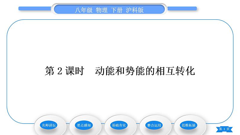 沪科版八年级物理下第十章机械与人第六节合理利用机械能第2课时动能和势能的相互转化习题课件第1页