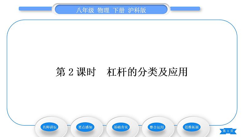 沪科版八年级物理下第十章机械与人第一节科学探究：杠杆的平衡条件第2课时杠杆的分类及应用习题课件01