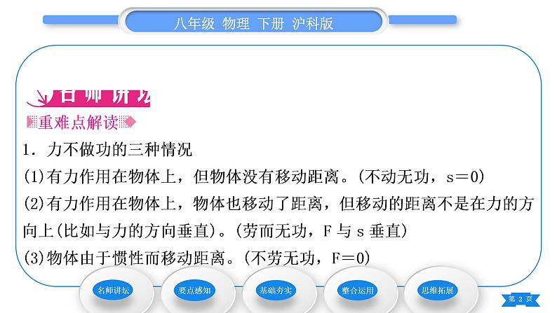 沪科版八年级物理下第十章机械与人第三节做功了吗习题课件02