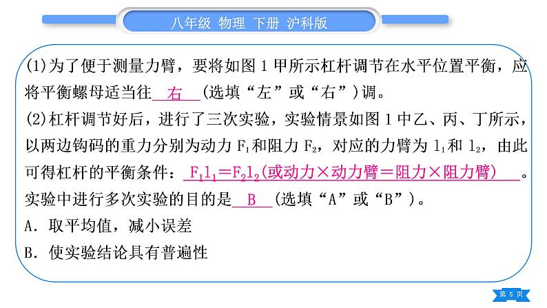 沪科版八年级物理下第十章机械与人实验专题习题课件第5页