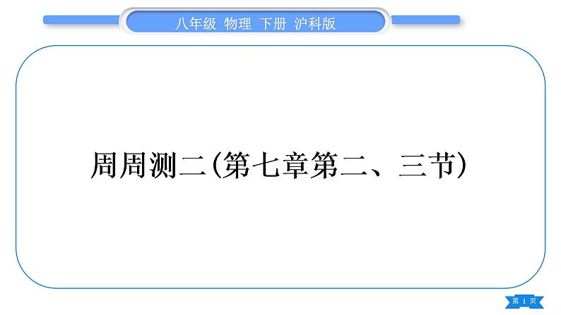 沪科版八年级物理下单元周周测二(第七章第二、三节)习题课件01