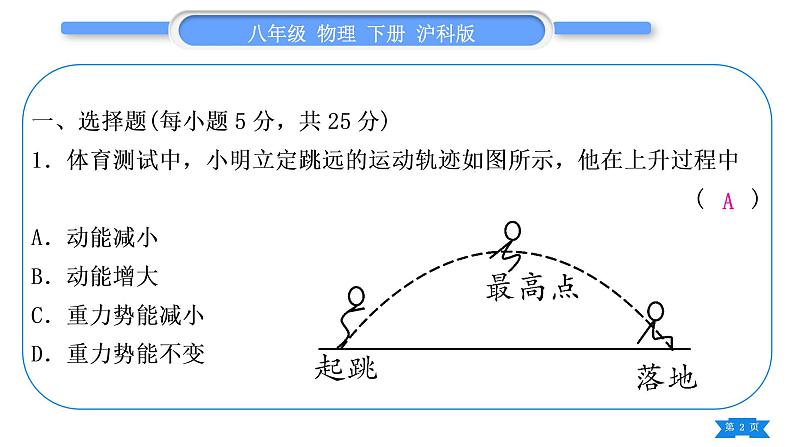 沪科版八年级物理下单元周周测十一(第十章第五、六节)习题课件第2页