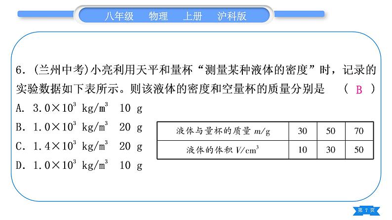 沪科版八年级物理上单元周周测八(5.1～5.3)习题课件第7页