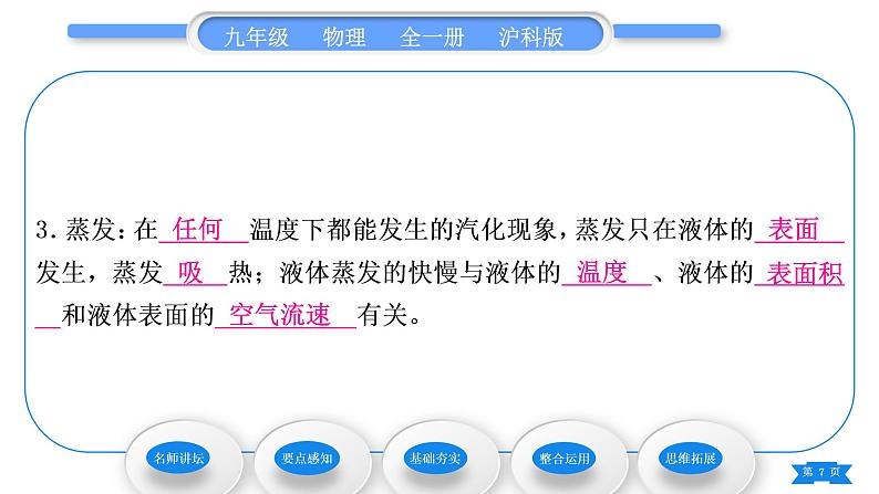 沪科版九年级物理第十二章温度与物态变化第三节汽化与液化第1课时汽化习题课件07